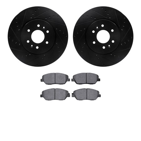 Dynamic Friction Co 8502-21031, Rotors-Drilled and Slotted-Black with 5000 Advanced Brake Pads, Zinc Coated 8502-21031